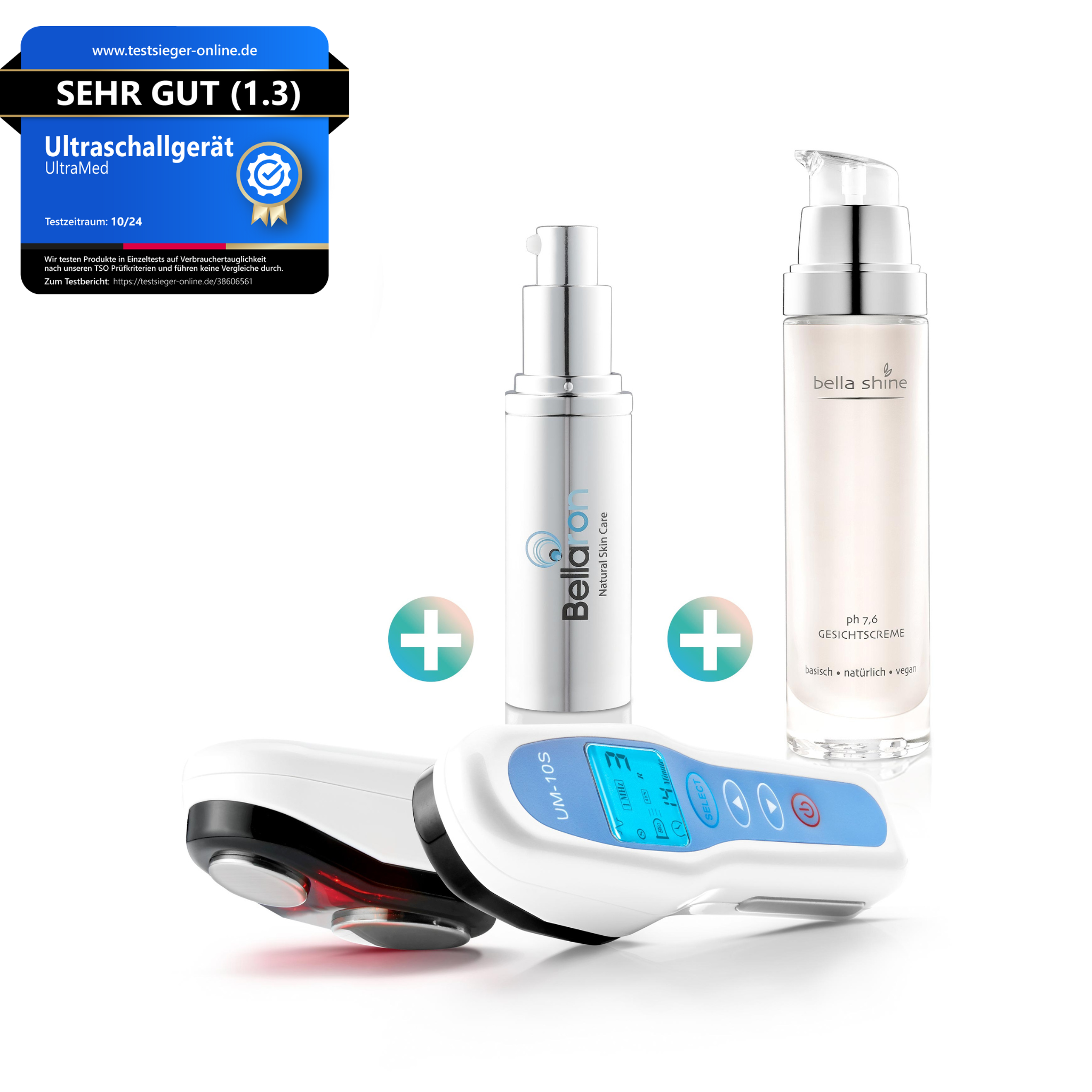 Ultraschallgerät + Bellaron Hyaluron + Bella Shine Tages- und Nachtcreme